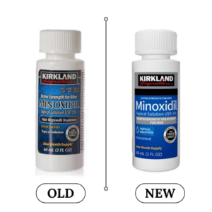 Kirkland Minoxidil Old and New Packaging