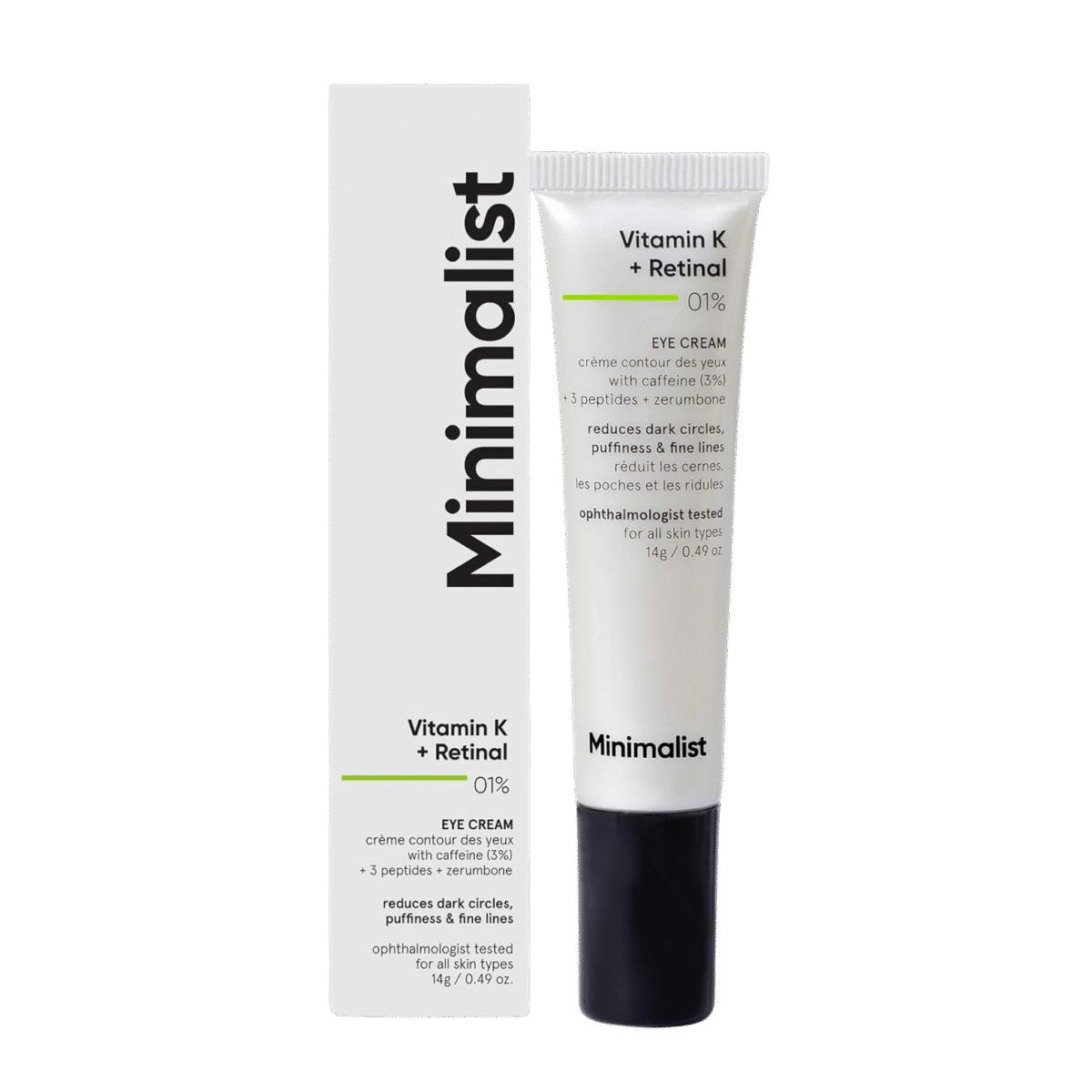 Minimalist Vitamin K+ Retinal 0.1% Under Eye Cream - 14gm