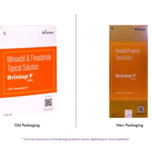 Brintop F 10% Minoxidil Old and new packaging