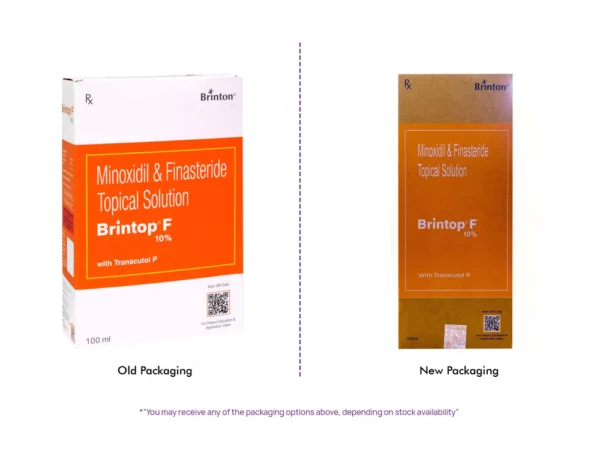 Brintop F 10% Minoxidil Old and new packaging