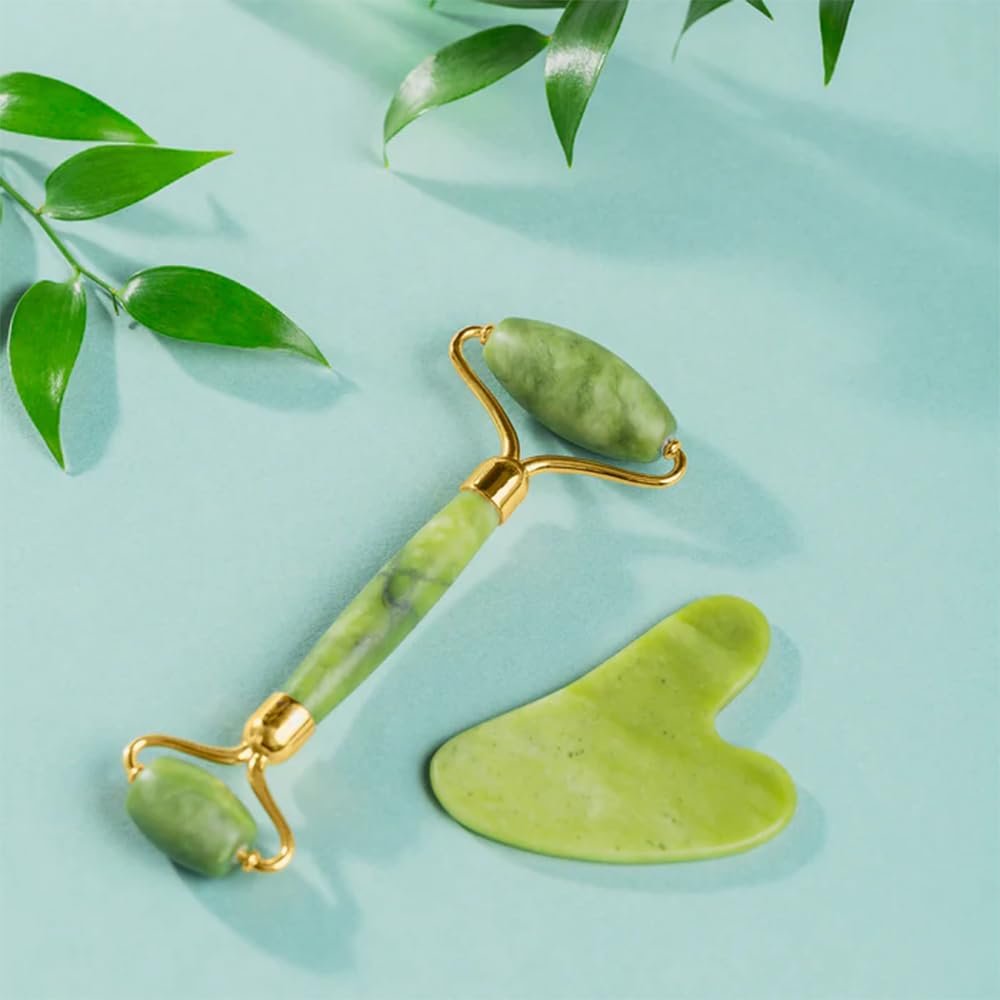 Premium Jade Roller and Gua Sha Set – Green