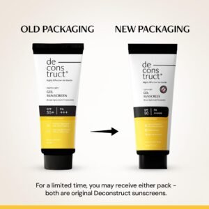 Deconstruct Gel Sunscreen Old and New Packaging