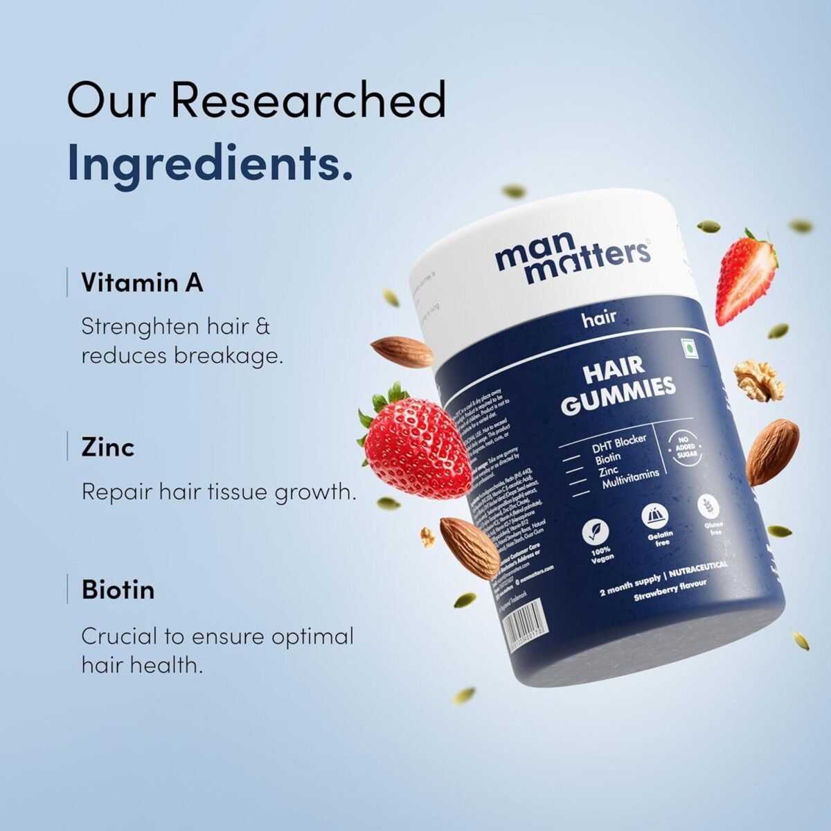 Man Matters Biotin Hair Gummies - 60N | No Added Sugar - Image 2
