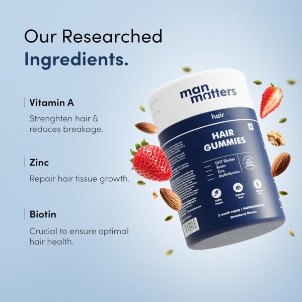 Man Matters Biotin Hair Gummies - 60N | No Added Sugar - Image 2