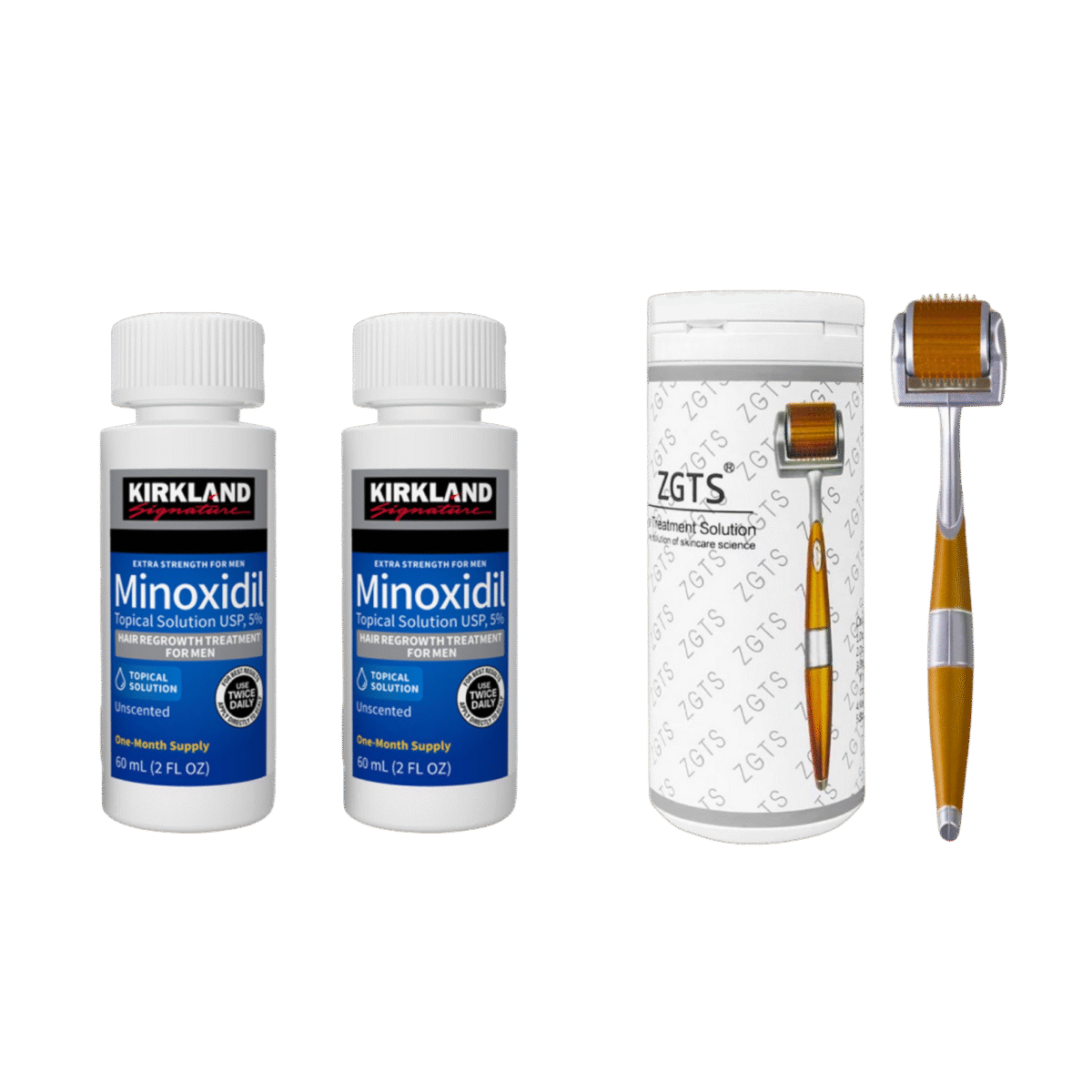 2Month Supply Kirkland Minoxidil + ZGTS Derma Roller 192 Needle