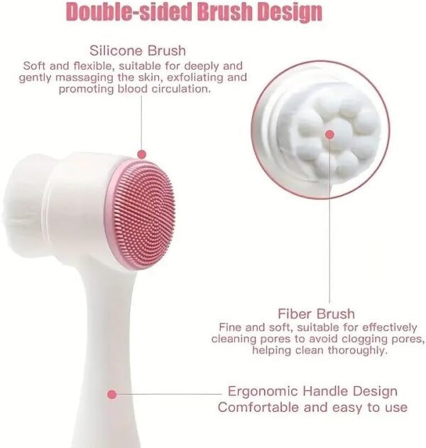 Manual Face Wash Brush for Deep Pore Exfoliation Massaging, Double-Sided Facial Cleanser Brush,Manual Facial Cleansing Brush, 2-in-1 Skin Care face Brush, Silicone Facial Scrubber