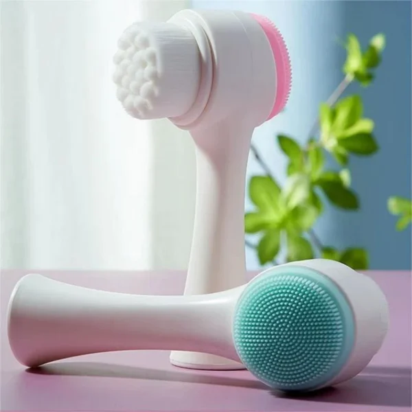 Manual Face Wash Brush for Deep Pore Exfoliation Massaging, Double-Sided Facial Cleanser Brush,Manual Facial Cleansing Brush, 2-in-1 Skin Care face Brush, Silicone Facial Scrubber