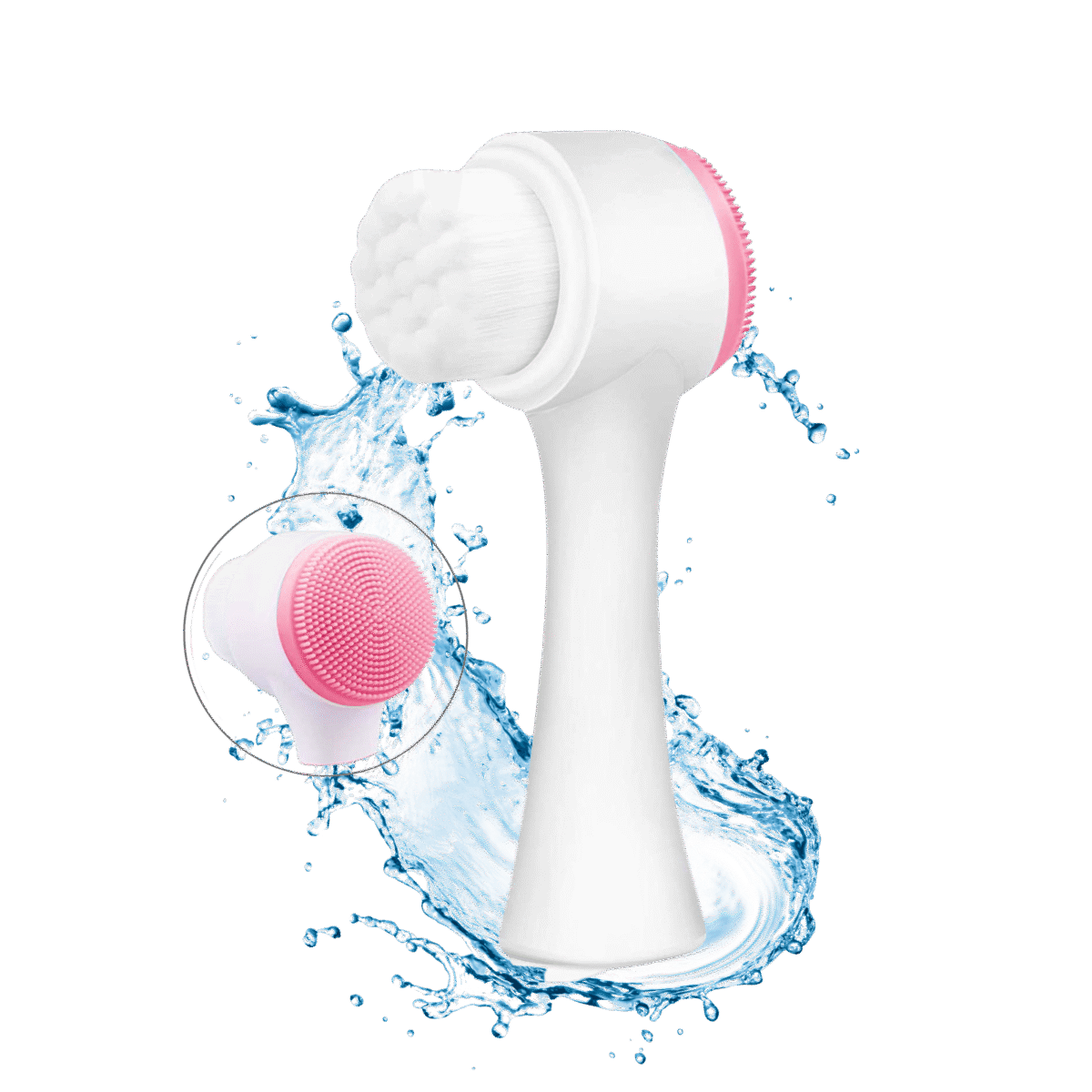 Manual Face Wash Brush for Deep Pore Exfoliation Massaging, Double-Sided Facial Cleanser Brush,Manual Facial Cleansing Brush, 2-in-1 Skin Care face Brush, Silicone Facial Scrubber