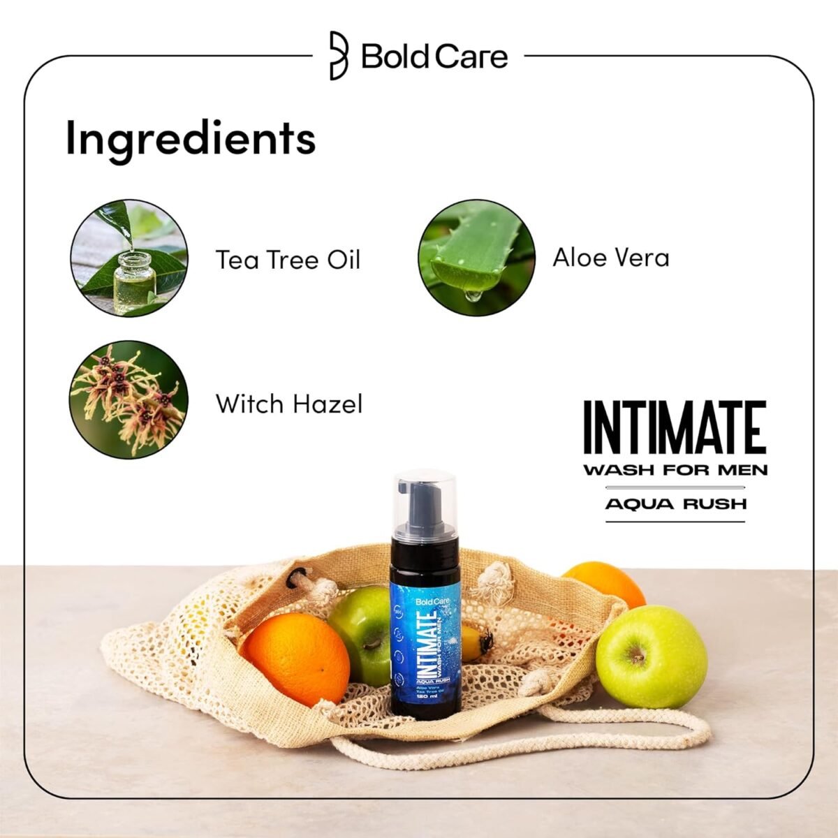 Bold Care Aqua Rush Foaming Intimate Wash for Men - 120 ml