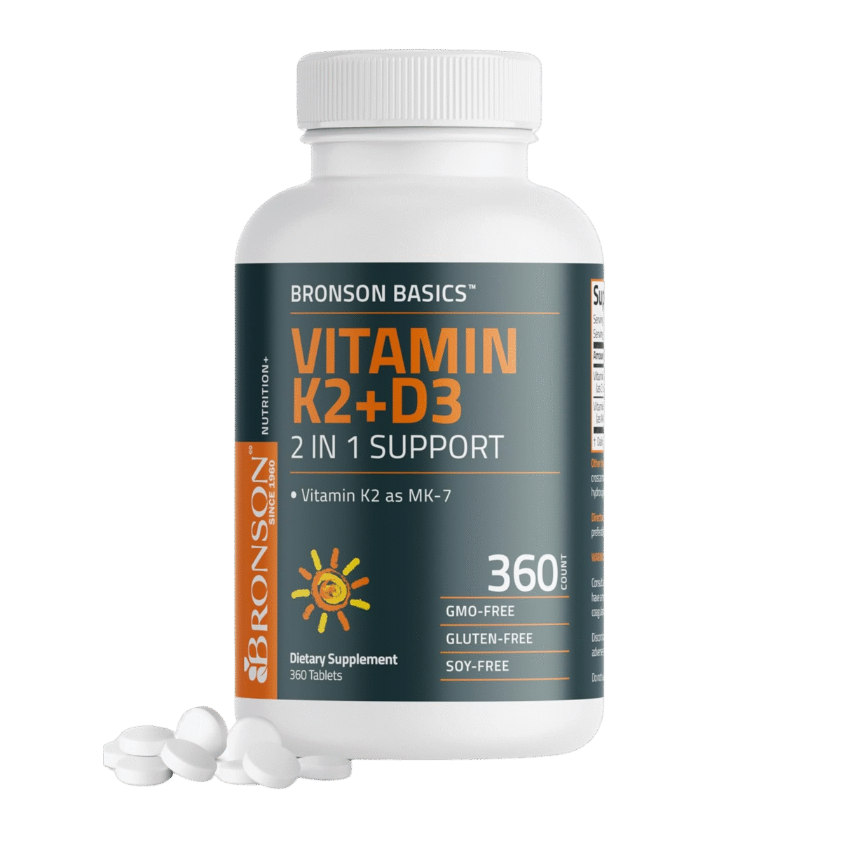 Bronson Basics Vitamin K2+D3 - 360 Tablets