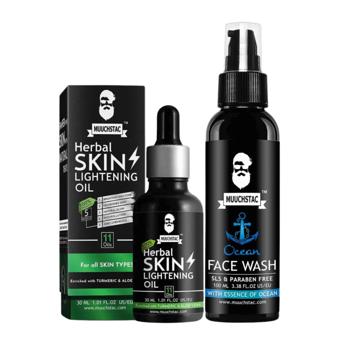 Muuchstac Herbal Skin Lightening Oil + Ocean Face Wash Combo