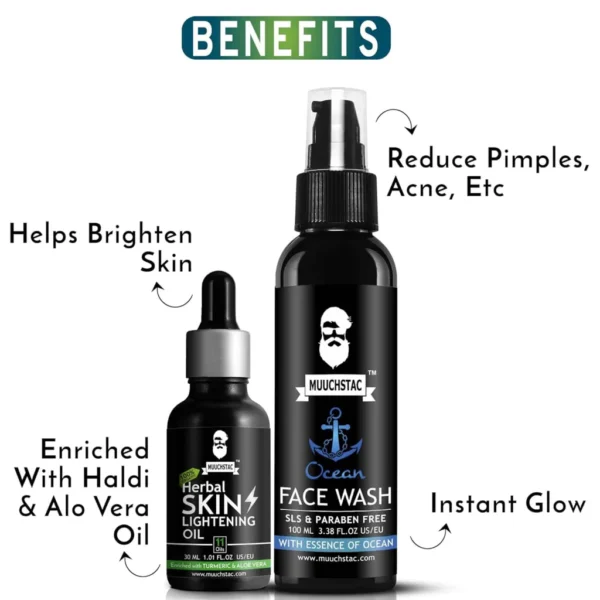 Muuchstac Herbal Skin Lightening Oil + Ocean Face Wash Combo
