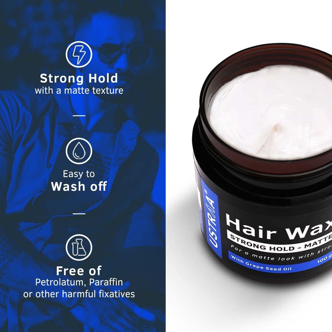 Ustraa Strong Hold Hair Wax -100gm | Matte Look