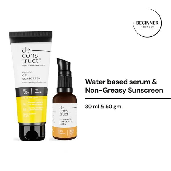 Deconstruct Gel Sunscreen + Vitamin C Serum | Best Seller Combo