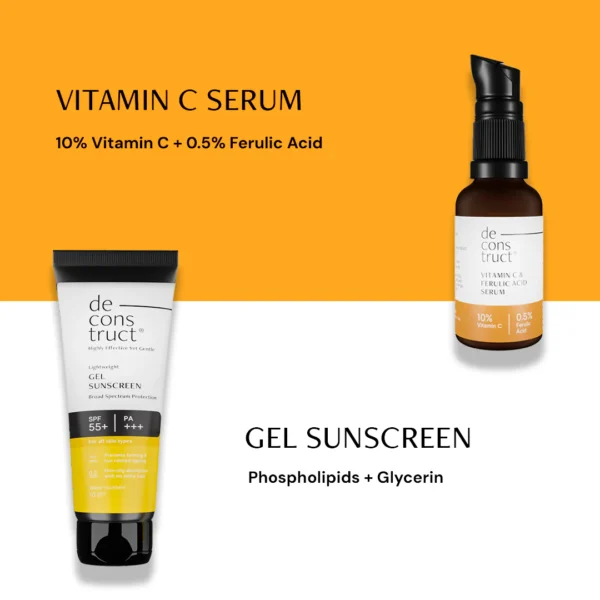 Deconstruct Gel Sunscreen + Vitamin C Serum | Best Seller Combo