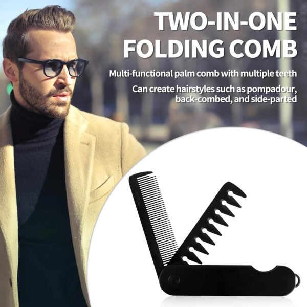 2-in-1 Folding Pocket Comb For Men | Fine & Wide Tooth