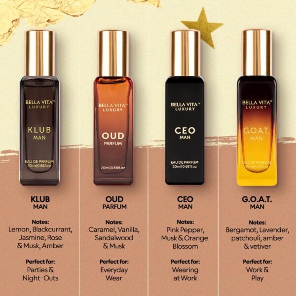 BellaVita Luxury Perfume Gift Set (4 x 20ml) | KLUB, OUD, CEO & GOAT
