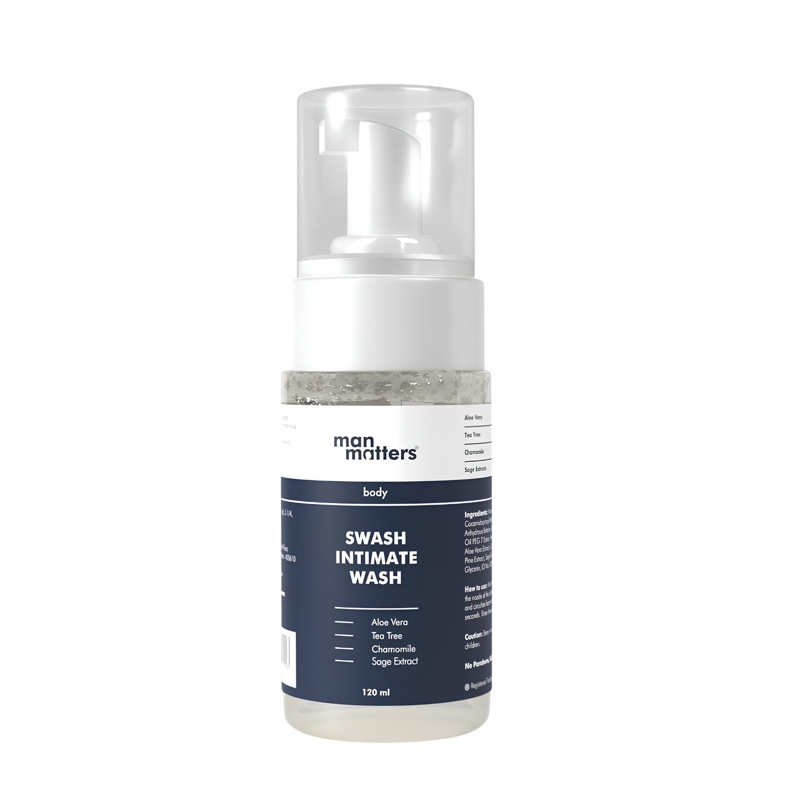 Man Matters Intimate Wash for Men 120ml bottle showcasing premium intimate hygiene and odor protection packaging