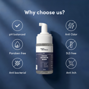 Man Matters Intimate Wash for Men 120ml bottle showcasing premium intimate hygiene and odor protection packaging