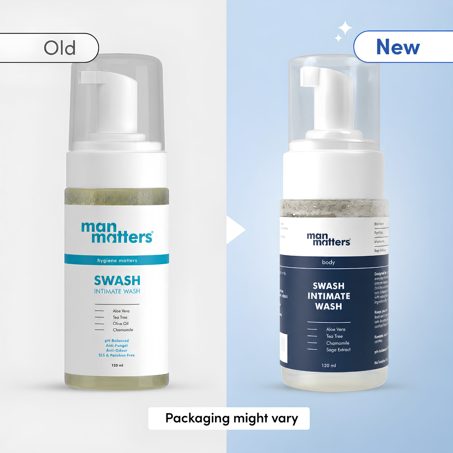 Man Matters Intimate Wash for Men 120ml bottle showcasing premium intimate hygiene and odor protection packaging