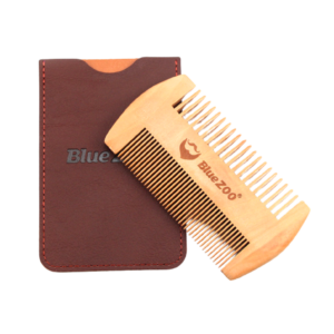 Double Sided Beard Wood Comb | Leather Case