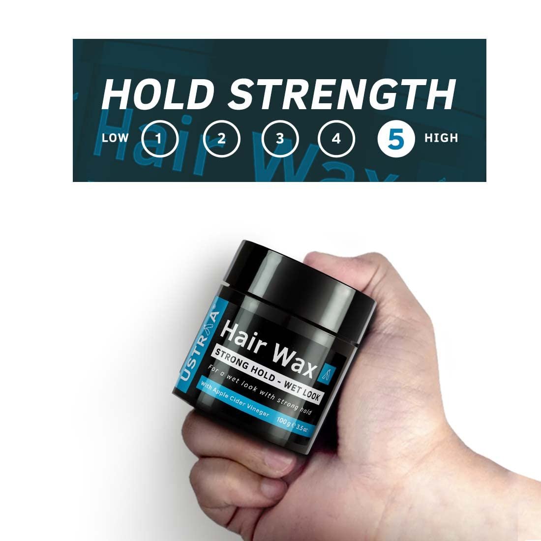 Ustraa Strong Hold Hair Wax – 100gm | Wet Look