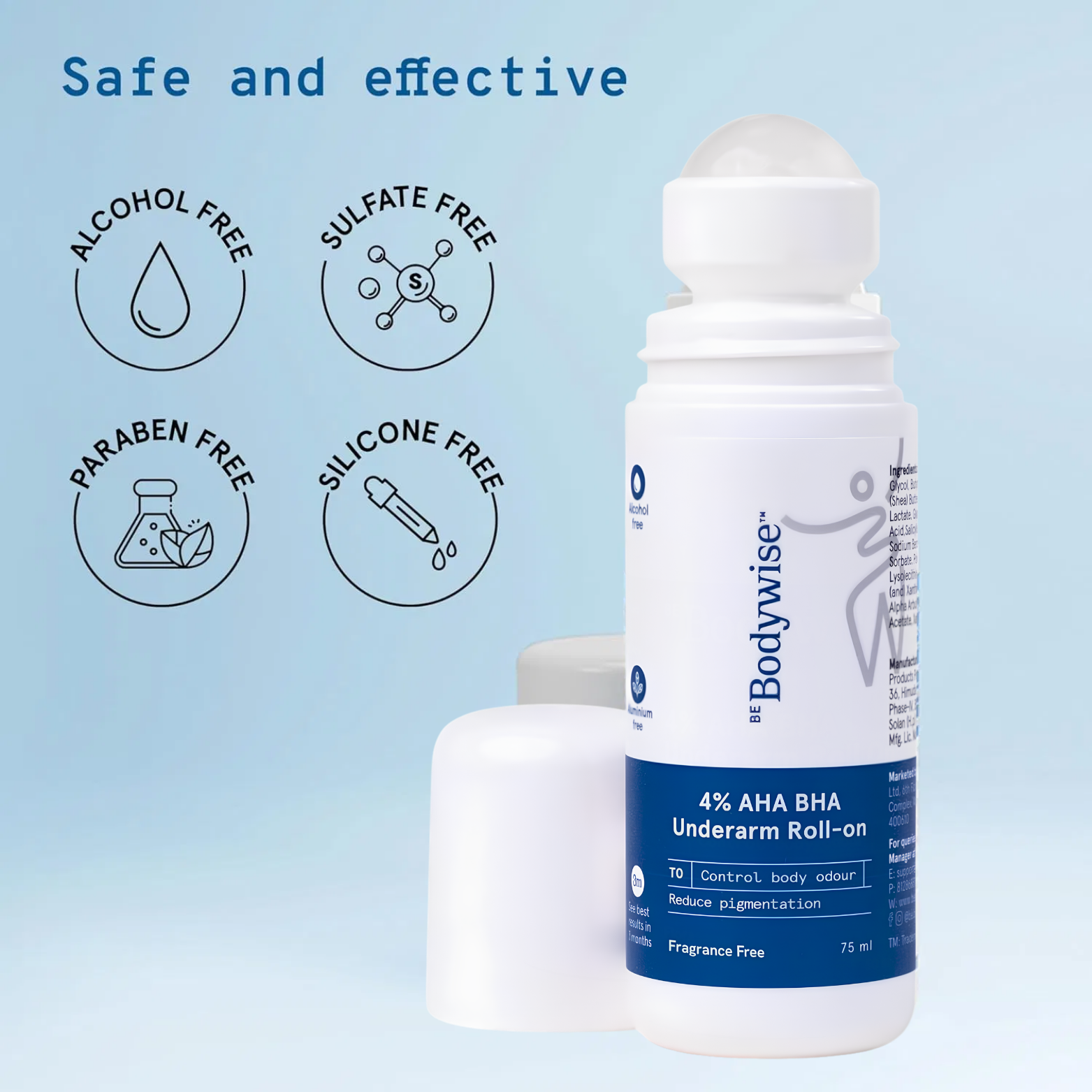 Be Bodywise 4% AHA BHA Underarm Roll-On – 50ml