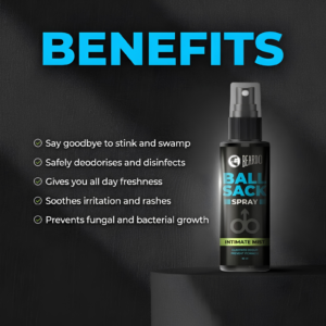 Beardo Ball Sack Spray For Men 50ml bottle showcasing premium intimate hygiene and odor protection packaging