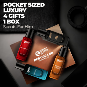 Beardo Bestseller Perfumes Giftset 4-pack trial box showcasing 20ml mini bottles