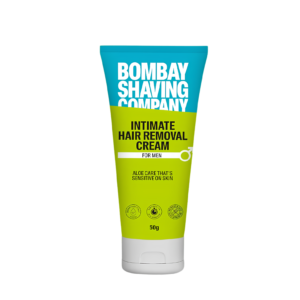 Bombay Shaving Company Intimate Hair Removal Cream tube packaging showcasing painless pubic hair removal design