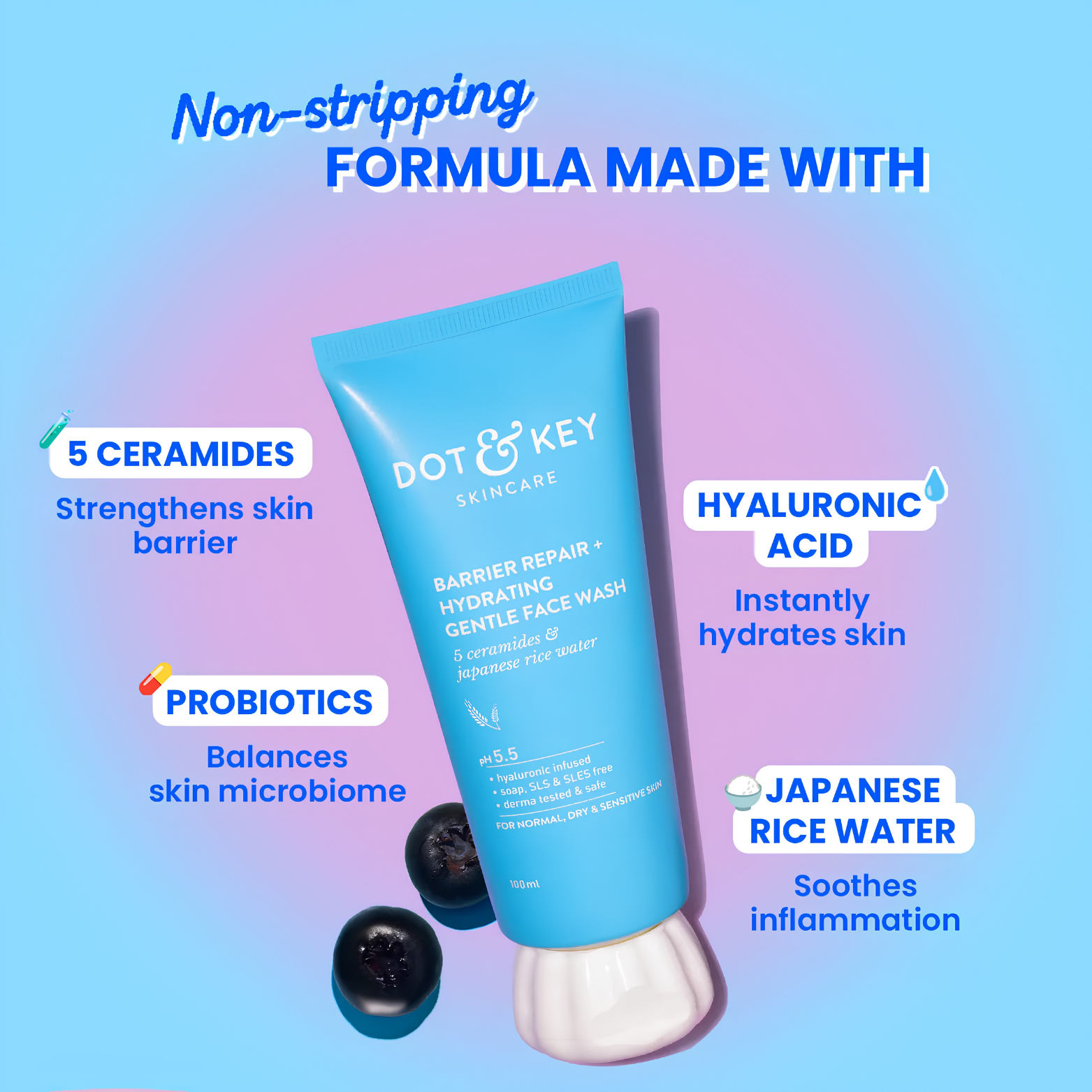 Dot & Key Barrier Repair Gentle Hydrating Face Wash 100ml tube