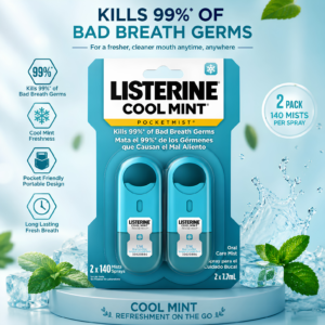 Listerine Cool Mint Pocketmist portable non-aerosol sugar-free bad breath refresher spray device