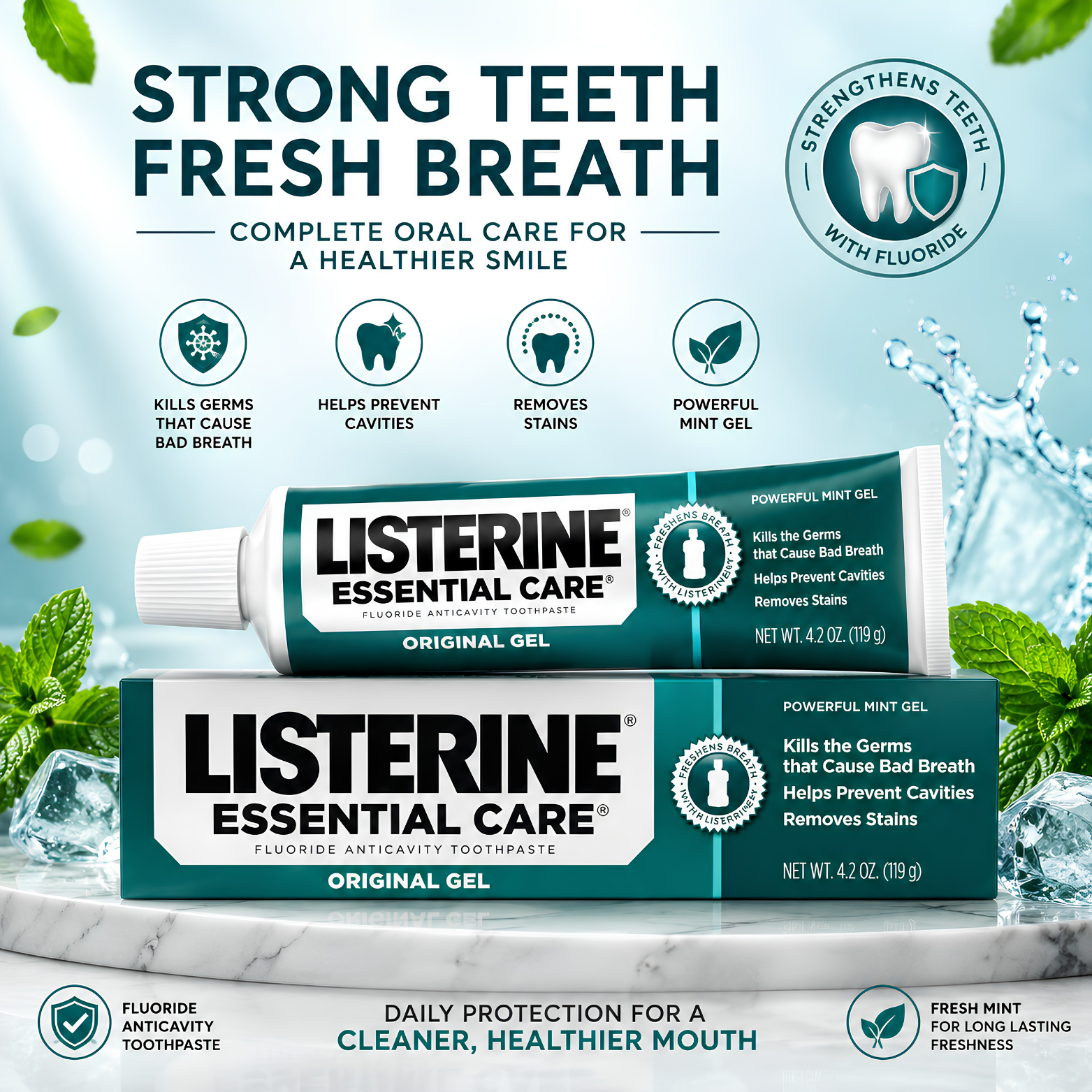 Listerine Essential Care Original Gel Toothpaste – 119gm
