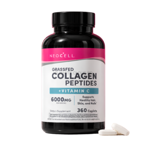 NeoCell Collagen Peptides Pills 360 caplets bottle displaying Super Collagen plus Vitamin C packaging