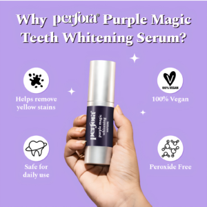 Perfora Purple Teeth Whitening Toothpaste Serum 30ml bottle displaying color corrector purple toothpaste packaging