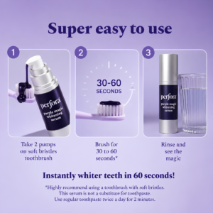 Perfora Purple Teeth Whitening Toothpaste Serum 30ml bottle displaying color corrector purple toothpaste packaging