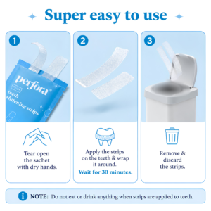Perfora Teeth Whitening Strips 14 treatments box pack displaying sensitivity-free enamel-safe packaging