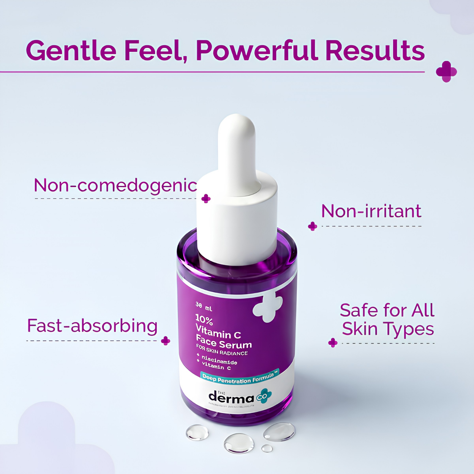 The Derma Co 10% Vitamin C Face Serum 30ml bottle with dropper