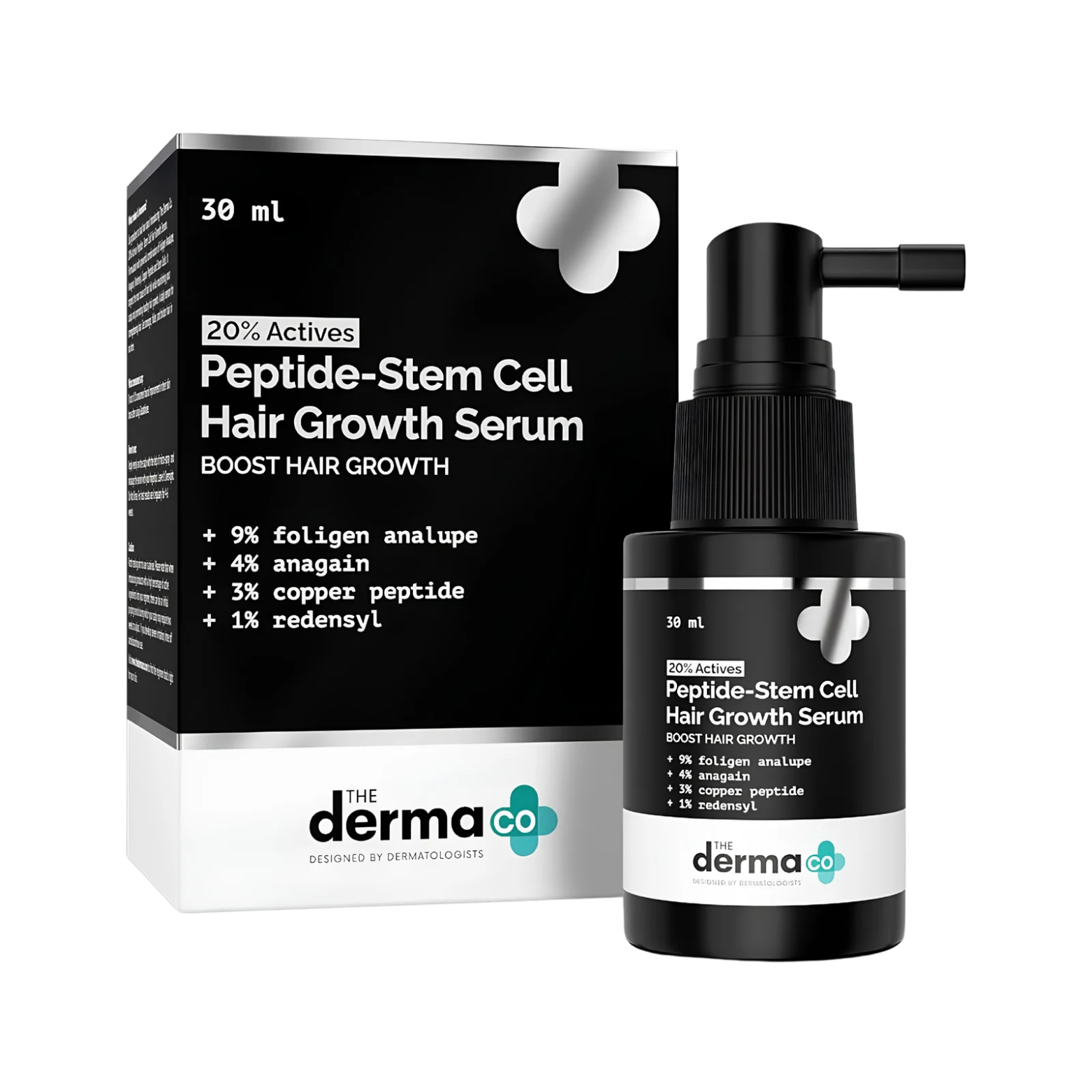 The Derma Co 20% Actives Peptide Stem Cell Hair Growth Serum 30ml bottle