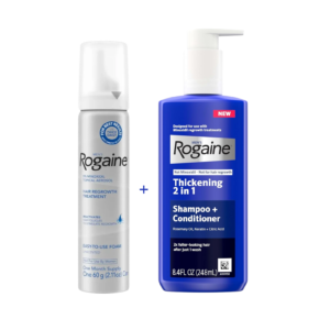 Men's Rogaine 5% Minoxidil Foam 60g + Rogaine Thickening 2-in-1 Shampoo & Conditioner 248ml