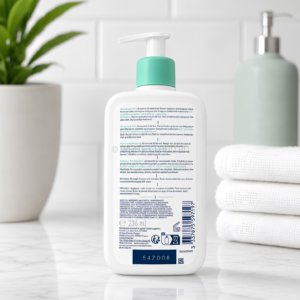 CeraVe Foaming Cleanser 236ml pump bottle for normal to oily skin held in hand showing premium packaging layout