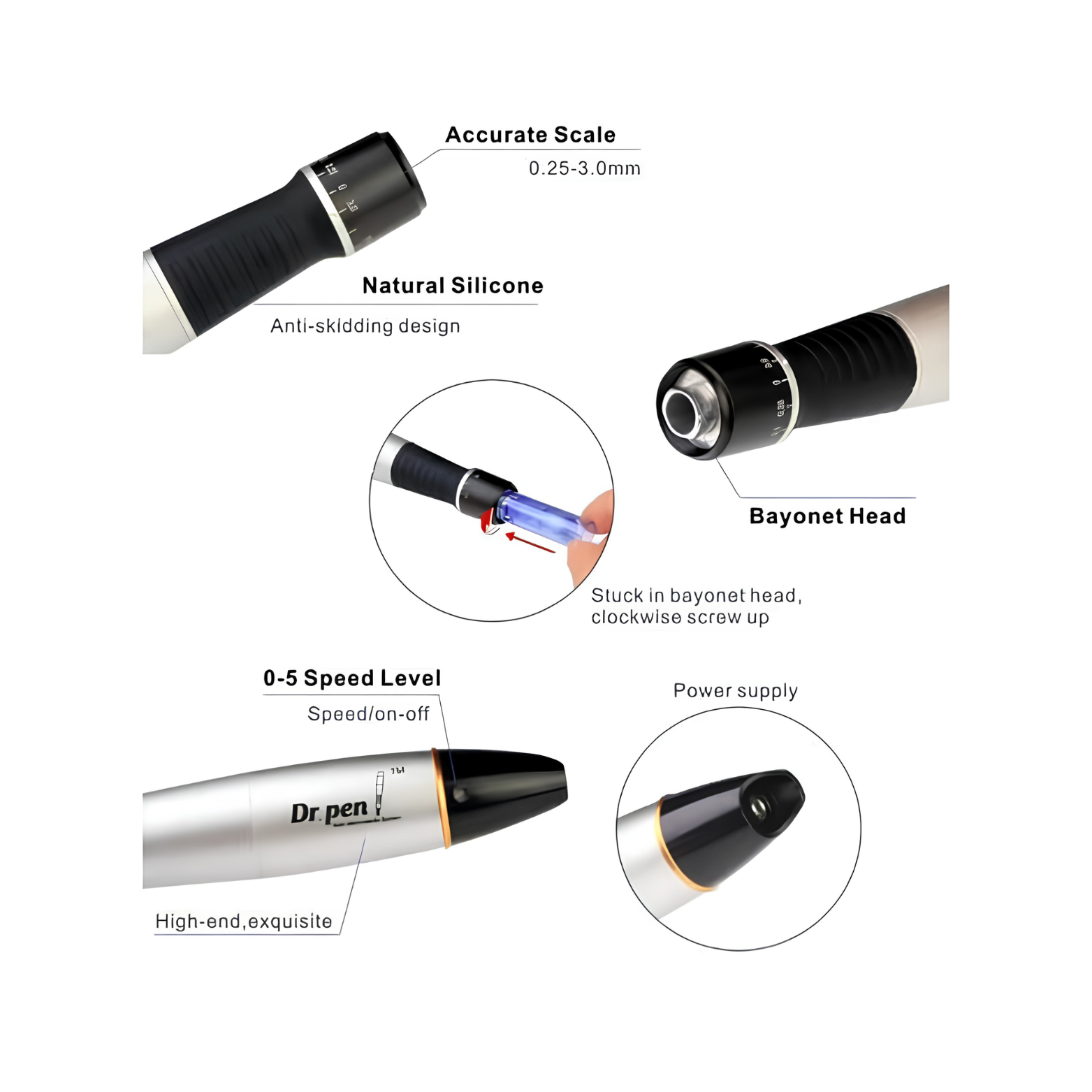 Dr. Pen A1 Electric Derma Pen Auto Micro Needle Instrument with packaging and EU plug