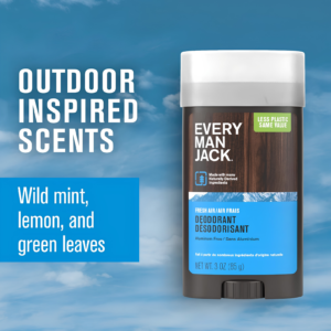 Every Man Jack Fresh Air Men's Deodorant 85g stick container layout