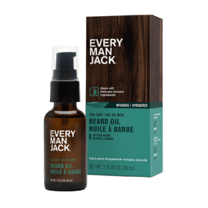 Every Man Jack Men's Beard Oil Subtle Sea Salt Fragrance 30 mL bottle layout