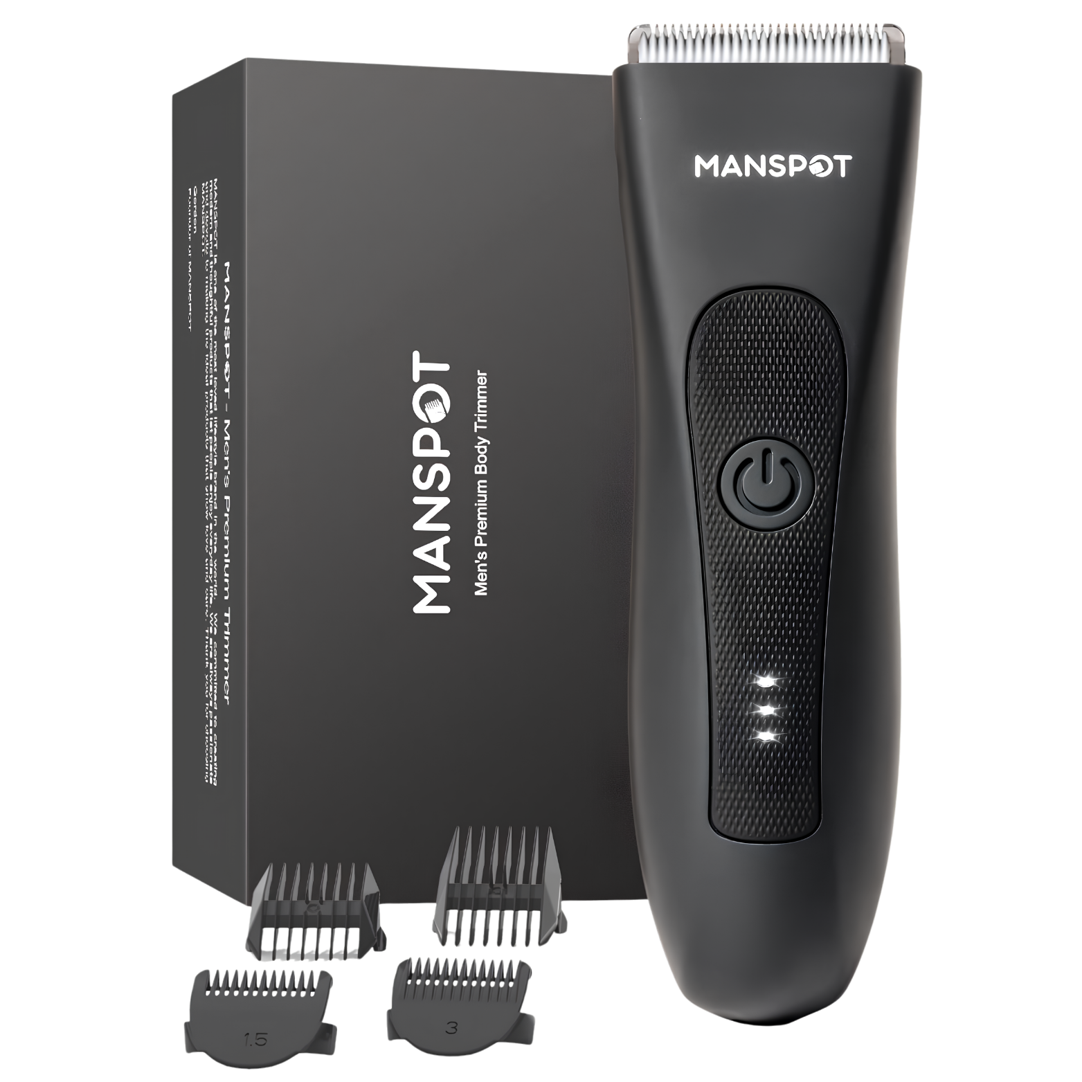 MANSPOT Manscape Groin and Body Hair Trimmer kit with 4 guards and charging cable