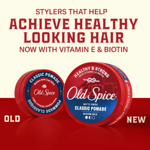 Old Spice Matte Finish Classic Pomade 63g puck container layout