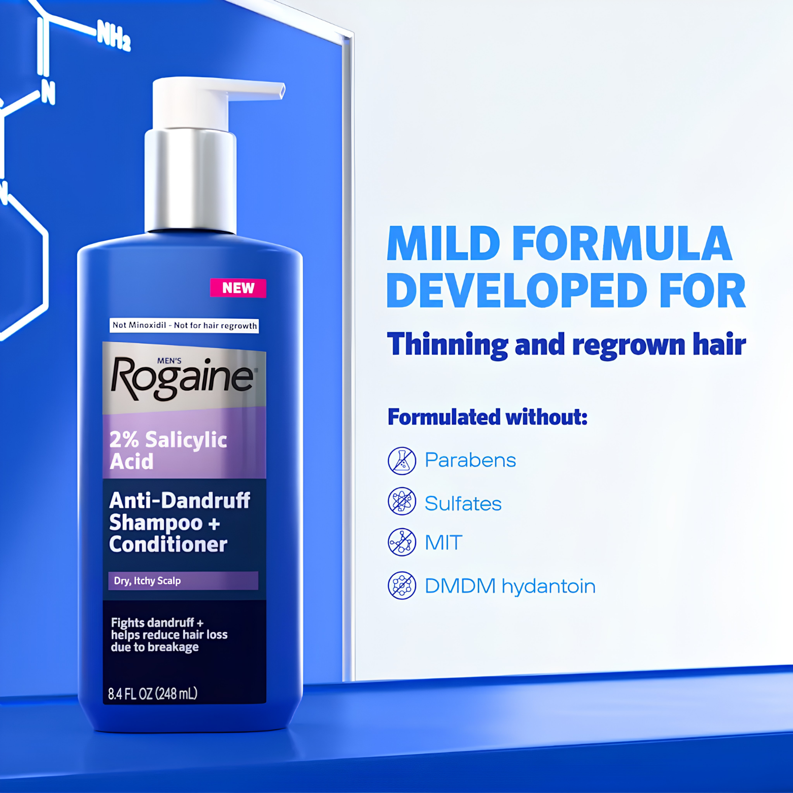 Men’s Rogaine 2% Salicylic Acid Anti-Dandruff Shampoo + Conditioner – 248ml