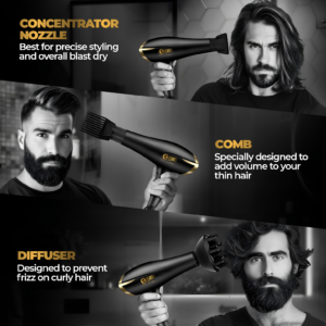 Beardo Studio Professional Tornado Hair Dryer 2000 Watts Power layout