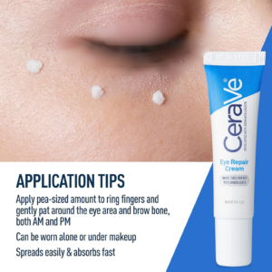 CeraVe Eye Repair Under Eye Cream 14.2g tube and box packaging layout