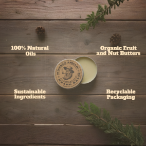 Honest Amish Beard Balm for Men 60g tin packaging layout